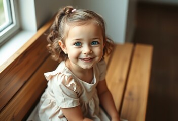 Wall Mural - Portrait of a 4-year-old female toddler in a natural light setting