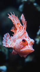 Poster - Close-up of a colorful fish swimming in aquarium, showcasing its vibrant colors and intricate details