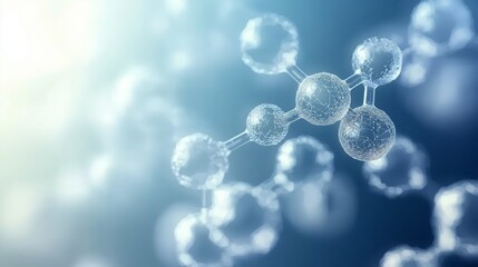 Fototapete - Abstract molecular structure in blue hues, representing nanotechnology, chemistry, and futuristic scientific research, Generative AI