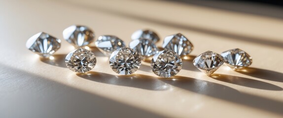 Wall Mural - a close up of a bunch of diamonds on a table.