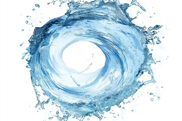 Aufkleber - Dynamic water vortex splashing in circular motion on a white background, symbolizing energy, movement, and fluid power, Generative AI