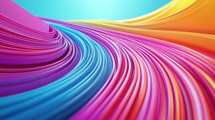 Wall Mural - Abstract colorful swirling lines, vibrant rainbow hues, dynamic 3D render.