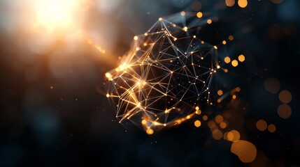 Poster - A futuristic digital backdrop featuring abstract 3D elements, a sci-fi user interface with gradient dots and lines, and concepts related to big data, stock, music, and blockchain technology