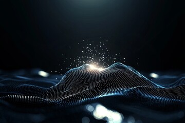 Poster - The concept of abstract science is depicted through a network technology background, AI stock, and a futuristic space illustration