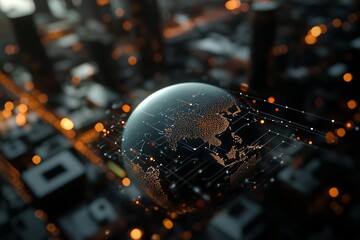 Poster - International luminous personnel and inventory data set against an urban backdrop