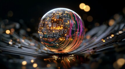 Poster - The concept of a Digital Information Wave for the Metaverse, depicted in a 3D render