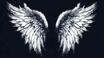 Wall Mural - Set of black and white wings tattoo. Celestial Light Wings. Illustration