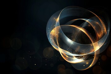 Poster - Abstract circular interface with blue and yellow background, available as stock