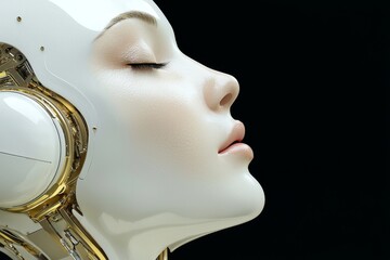 Poster - The concept of humanoid stock robots and chatgpt communication represents a futuristic technology advancement in AI, linked to the internet of things