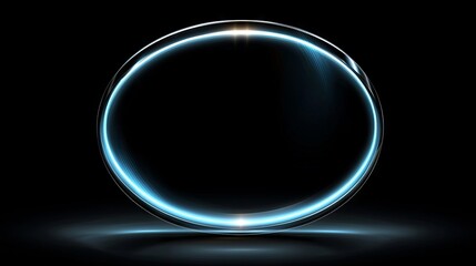 Poster - Digital particle ring with blue hue rotates in a circular motion, incorporating AI technology and iconography on a futuristic abstract background that represents connection concepts