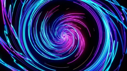 Poster - Bright neon light trails swirling together, forming a mesmerizing vortex against a dark backdrop, perfect for digital art and abstract concepts