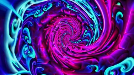 Poster - Bright turquoise and purple neon colors swirling together, creating a mesmerizing tunnel effect with a psychedelic and hypnotic vibe, perfect for backgrounds or abstract art projects