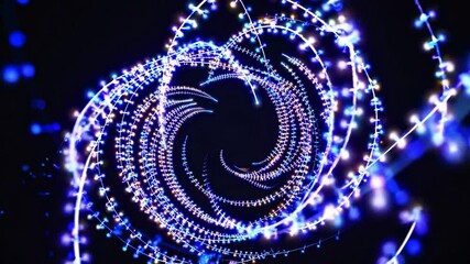 Poster - Luminous trails of light swirl and intertwine, forming a dynamic spiral against a dark backdrop, creating an abstract and visually captivating composition