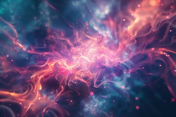 Poster - Colorful cosmic journey through a swirling vortex of light and energy in an expansive universe