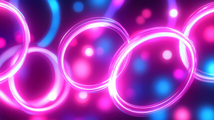 Wall Mural - Minimal abstract background. glowing fluid neon spheres against blurred backdrop. creative futuristic concept. 3d illustration in cyberpunk style. Cyberpunk Plasma Ribbons. Illustration