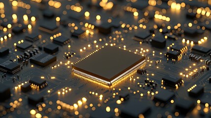Poster - Blockchain cryptocurrency technology isometric concept. A graphic representation of a CPU miner extracting electronic crypto currency, associated with banking and fintech. The CPU processor chip on a