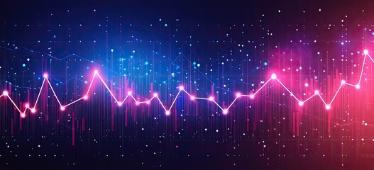 Poster - A green candlestick pattern signifies the rise in crypto value. The graphical representation includes volumes and time intervals showing past price movements