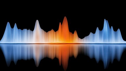 Poster - Panoramic abstract background with  market trends showing growth or decline, alongside digital financial charts and indicators