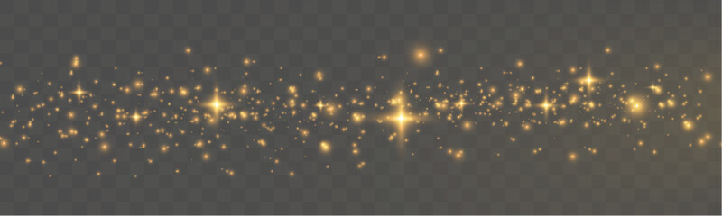 Poster - Magic glowing sparkles with bokeh and light glitter effect on transparent background.