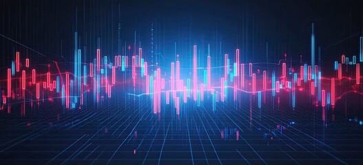 Poster - Green candlesticks pointing upwards show crypto value increasing. The chart also depicts historical price movements through volume and time intervals