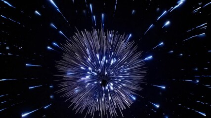 Poster - Radiating abstract light streaks burst from a bright central explosion, creating a visually captivating cosmic event against a dark, mysterious backdrop of the universe