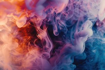 Fototapete - Swirling white smoke creates ethereal patterns against a soft green background in a calm atmosphere