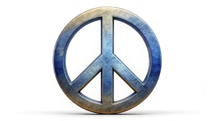 Poster - Blue Peace Symbol on White Background