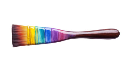 Fototapete - Colorful paintbrush with wooden handle isolated on transparent background, ideal for creative projects and artistic endeavors