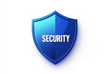 Poster - Vector logo featuring a blue shield design symbolizing protection with security text