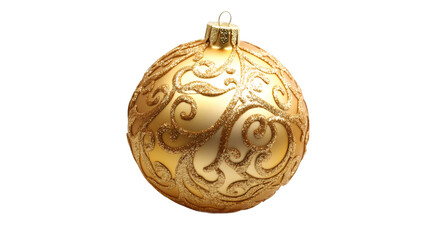 Aufkleber - Glimmering golden ornament suspended, festive holiday decor against transparent backdrop