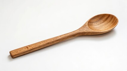 Poster - Wooden Spoon on White Background