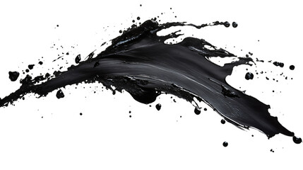 Leinwandbilder - Black paint splashing against a transparent background, creating dynamic textures ideal for various graphic design projects and artistic expressions