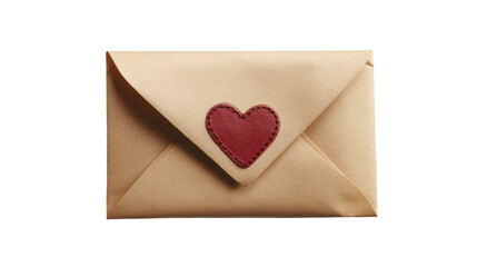 Poster - Closed brown envelope sealed with a red heart sticker, symbolizing love, affection, and romance, isolated on a transparent background