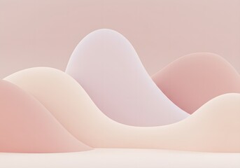 Poster - Abstract pastel desert landscape with smooth sand dunes. Minimalist art composition in soft pink and beige tones. Tranquil nature-inspired background for design projects.