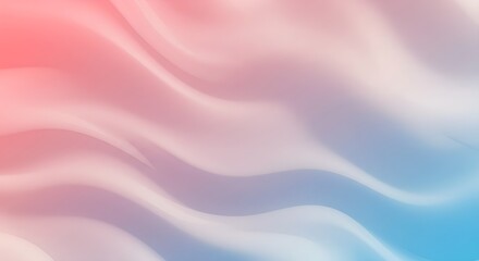 Poster - Soft pastel gradient background with wavy pattern. Abstract fluid design in pink, purple, and blue hues. Smooth transitions for artistic or digital projects.