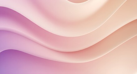 Poster - Smooth wavy curves in pastel pink and purple hues. Abstract background with soft gradients. Minimalist design for presentations, websites, or branding. Elegant and feminine concept.