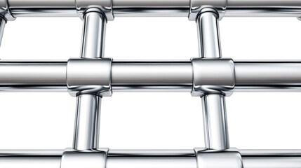 Aufkleber - Interconnected chrome pipes create a grid pattern, ideal for industrial design concepts with its transparent background