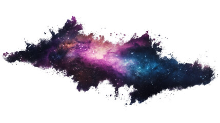 Poster - Cosmic nebula spreading vibrant purple, blue, orange hues against transparent backdrop