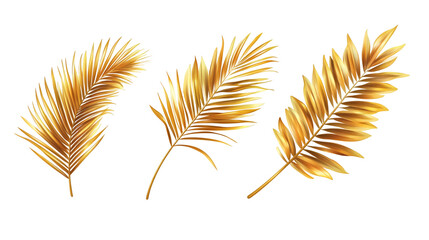 Poster - Golden palm fronds casting luxurious tropical vibes against transparent backdrop, highlighting elegant exotic styling