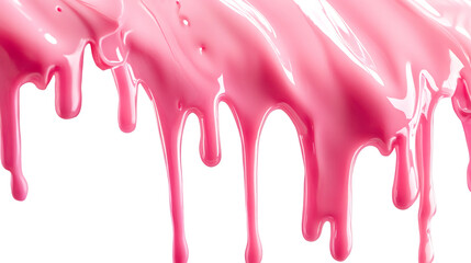 Aufkleber - Pink paint dripping, cascading over transparent surface with fluid, vibrant motion
