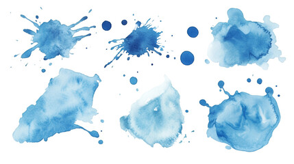 Poster - Blue watercolor splashes isolated on transparent background, perfect for adding a touch of color to any design project