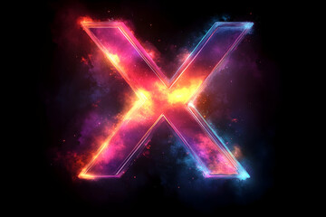 Poster - Fiery, glowing letter X