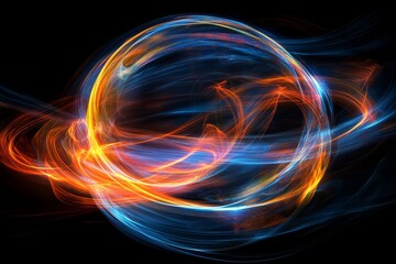 Poster - A striking sphere that radiates neon pink, vibrant orange, and stunning blue light against a dark backdrop, creating a truly captivating visual experience that draws in and mesmerizes the viewer