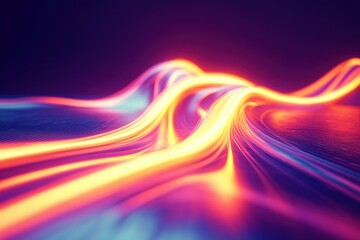 Poster - colorful flowing waves creating a vibrant abstract design in a dark space