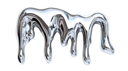 Leinwandbilder - Chrome paint cascading, forming glossy abstract pattern with metallic reflections