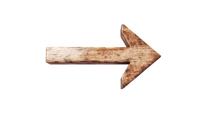 Poster - Wooden 3D directional arrow pointing rightward, signaling progress, choice, navigation against transparent backdrop
