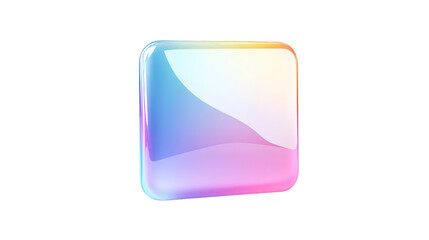Poster - Glossy square icon with rounded corners rendering, vibrant design element for digital interfaces, transparent backdrop