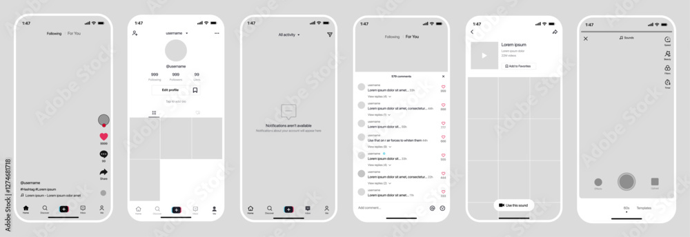 Tiktok Social Network App Ui Interface Mockup Design Tiktok Video