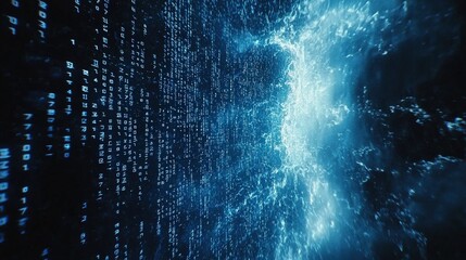 Data stream, digital storm, tech background, futuristic concept