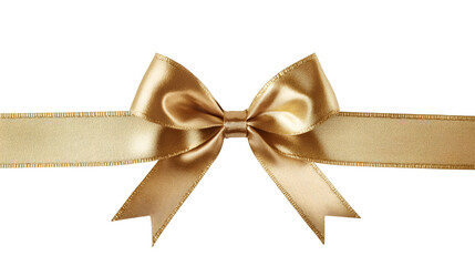 Aufkleber - Golden ribbon with beautiful bow isolated on transparent background, ideal for decorating gifts and presents